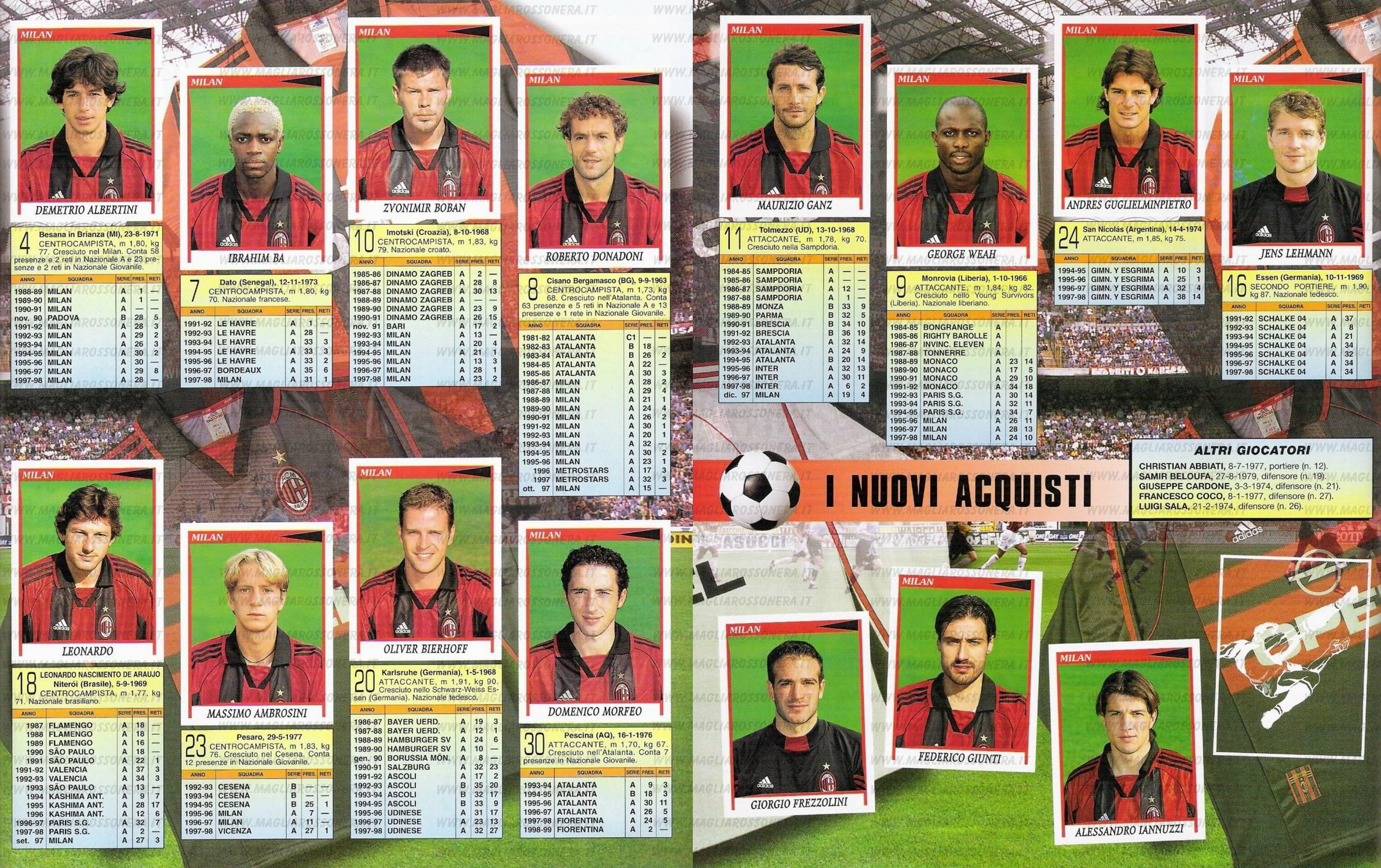 panini milan 1999 nelle